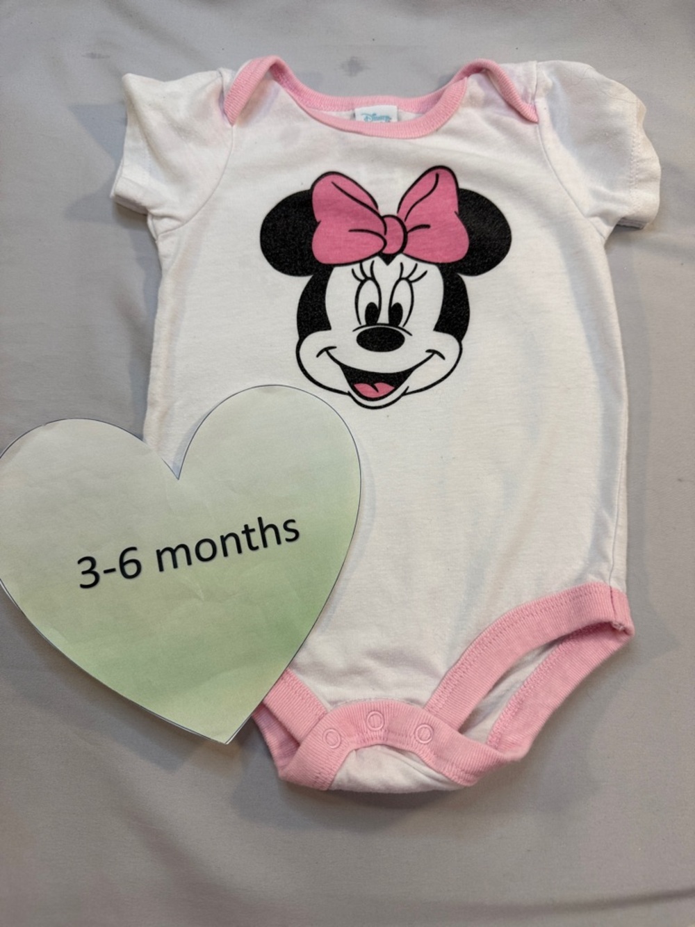 Disney White and Pink Minnie Mouse Bodysuit